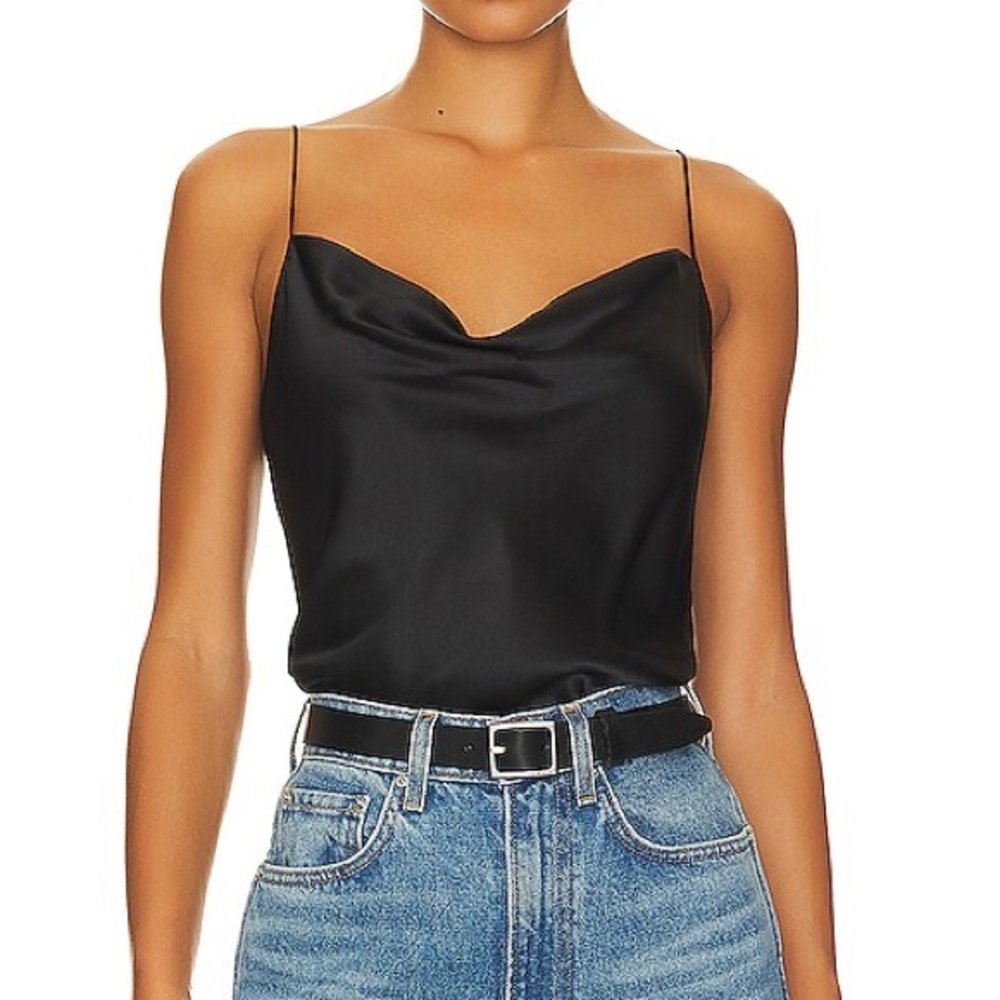 Nili Lotan Black Cowl Neck Satin Camisole Top - Women